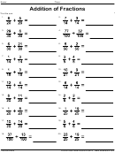 Addition Of Fractions Worksheet With Answer Key