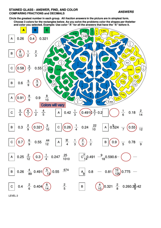 Comparing Fractions With Decimals Worksheet Printable pdf