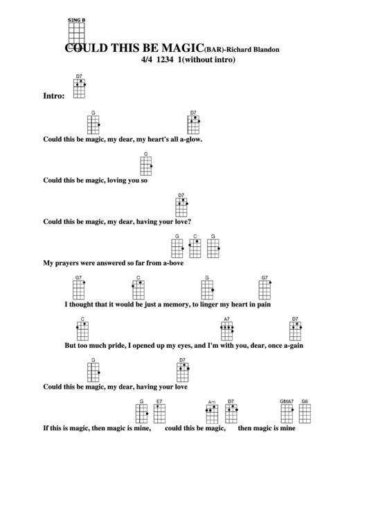 Could This Be Magic (Bar) - Richard Blandon Chord Chart Printable pdf