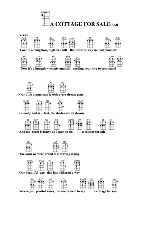 A Cottage For Sale (Bar) Chord Chart Printable pdf