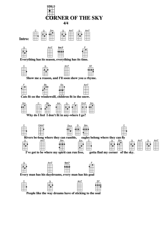 Corner Of The Sky Chord Chart Printable pdf