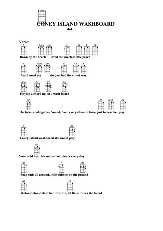 Coney Island Washboard Chord Chart Printable pdf