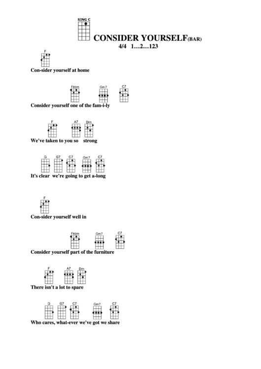 Consider Yourself(Bar) Chord Chart Printable pdf