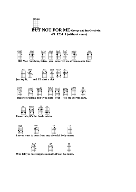 But Not For Me - George And Ira Gershwin Chord Chart Printable pdf