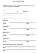 Fillable North Carolina Sub Lease Agreement Template Printable pdf