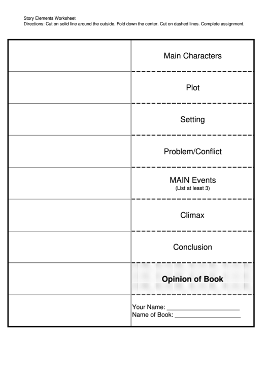 Story Elements Worksheet Printable pdf