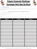Calgary Corporate Challenge Scavenger Hunt Sign-up Sheet Template