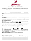 Application For Employment - Jiffy Lube