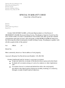Special Warranty Deed (upon Sale Of Real Property) Form
