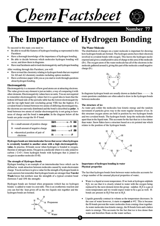 Hydrogen Worksheet printable pdf download
