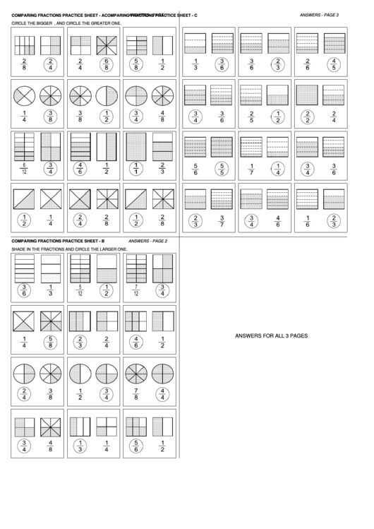 Comparing Fractions Worksheet Printable pdf
