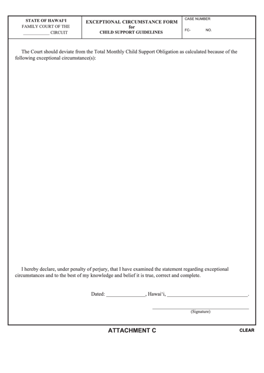 Exceptional Circumstance Form For Child Support Guidelines Printable pdf