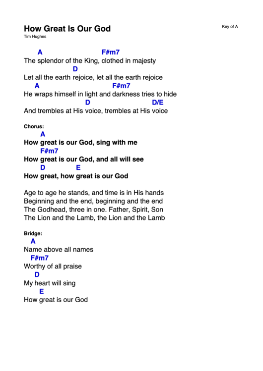 How Great Is Our God Key Of A Printable pdf
