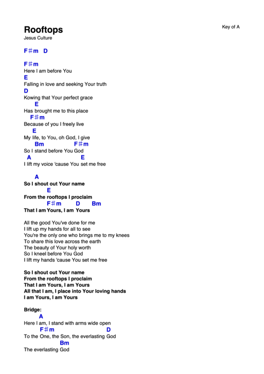 Rooftops Key Of A printable pdf download