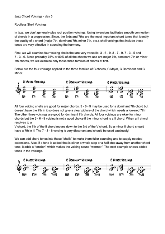 Jazz Chord Voicings printable pdf download