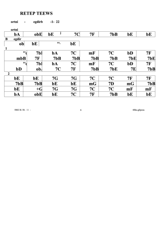 Sweet Peter (Chord Chart) Printable pdf