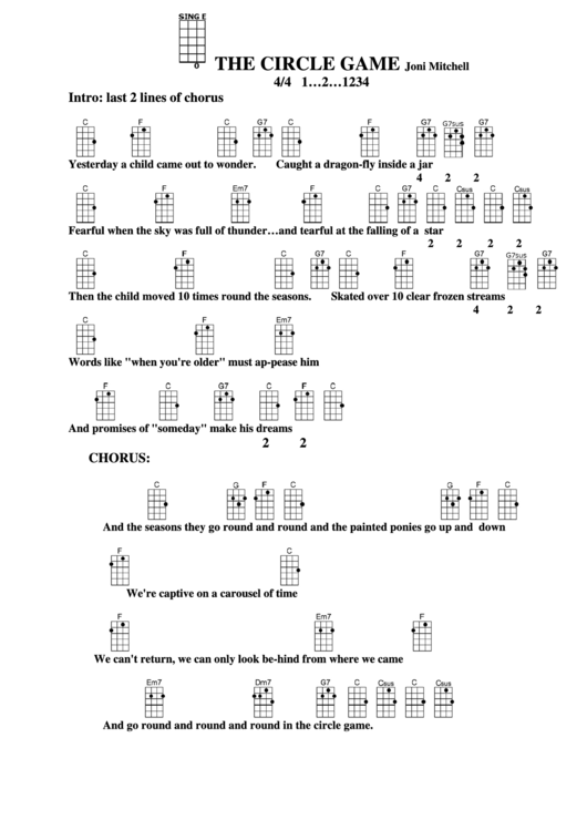 Circle Game Joni Mitchell Chord Chart Printable pdf