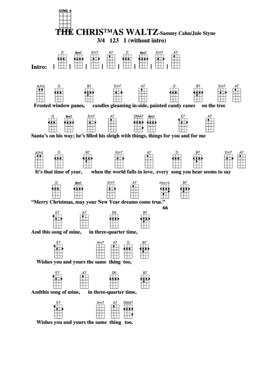 Christmas Waltz - Sammy Cahn/jule Styne Chord Chart Printable pdf