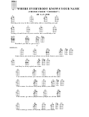 Where Everybody Knows Your Name (Theme From "Cheers") Chord Chart Printable pdf
