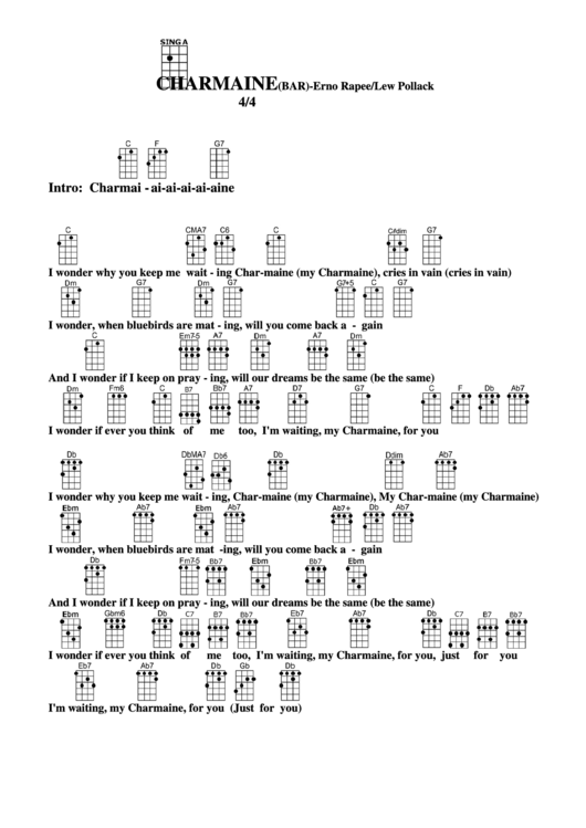 Charmaine (Bar) - Erno Rapee/lew Pollack Chord Chart Printable pdf