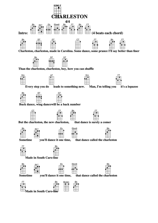 Charleston Chord Chart Printable pdf