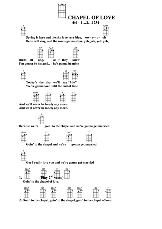 Chapel Of Love-F Chord Chart Printable pdf