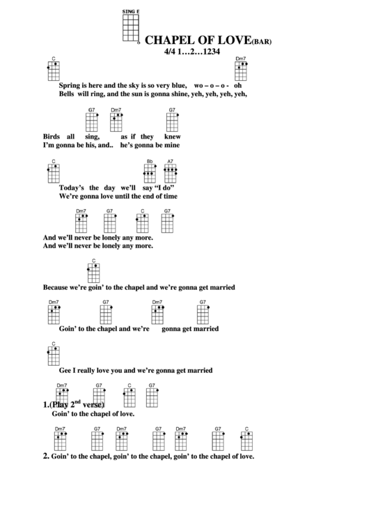 Chapel Of Love(Bar) Chord Chart Printable pdf