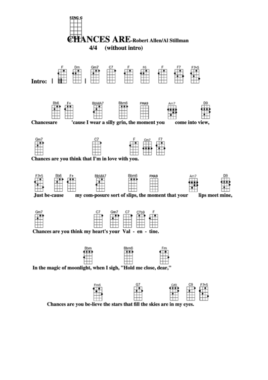 Chances Are - Robert Allen/al Stillman Chord Chart Printable pdf