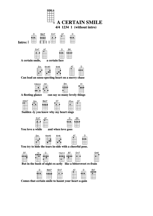 A Certain Smile Chord Chart Printable pdf