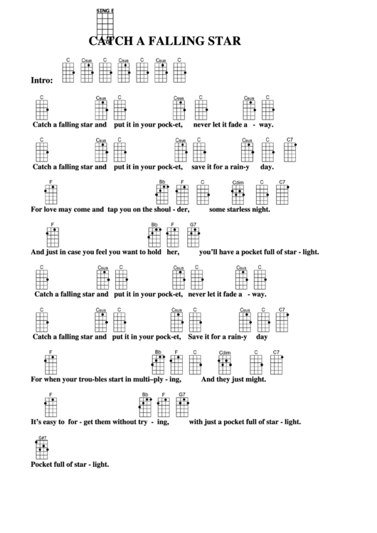 Catch A Falling Star Chord Chart Printable pdf