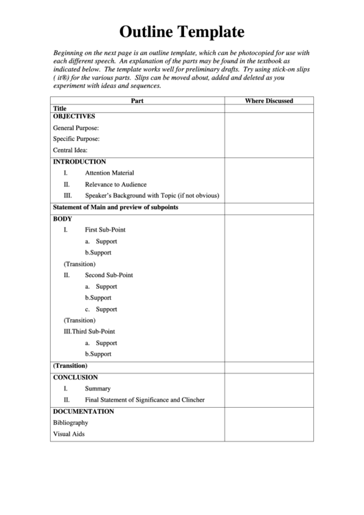 Outline Template Printable pdf