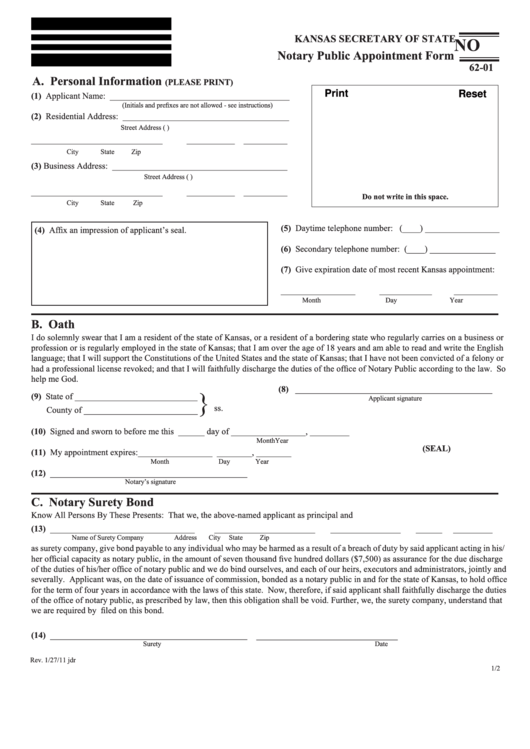Fillable Notary Public Appointment Form Printable pdf