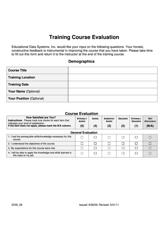 Training Course Evaluation