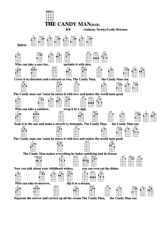 Chord Chart - Anthony Newley/leslie Bricusse - The Candy Man (Bar) Printable pdf