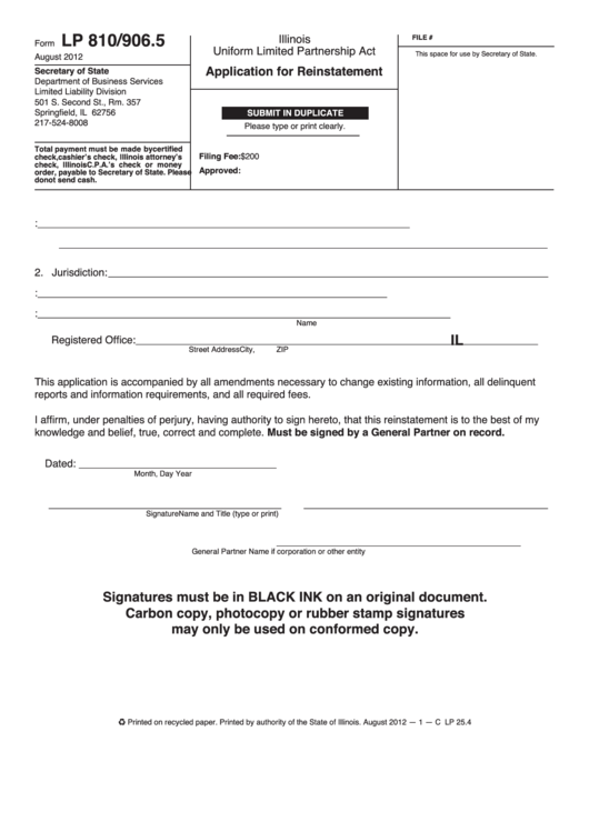 Application For Reinstatement Printable pdf