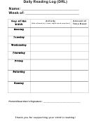 Daily Reading Log (drl) With Parent Signature