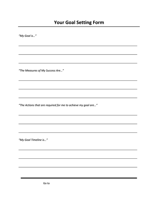 Your Goal Setting Form Printable pdf
