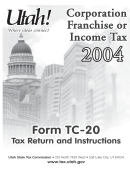 2004 Form Tc-20 Utah Corporation Franchise Or Income Tax Return And Instructions Printable pdf