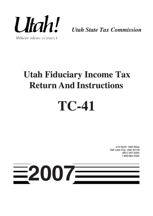2007 Utah Tax Return And Instructions printable pdf download