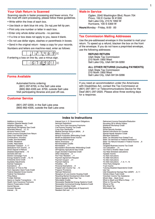 2007 Utah Tax Return Instructions printable pdf download