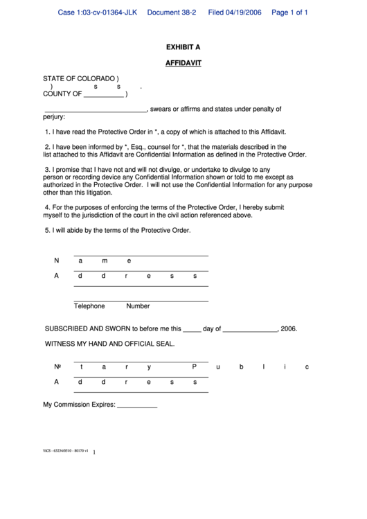 Affidavit Colorado Court Forms Printable pdf