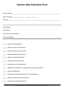 Teacher Aide Evaluation Form Printable pdf