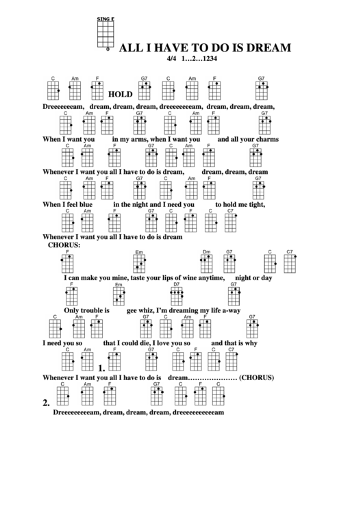 All I Have To Do Is Dream Chord Chart Printable pdf