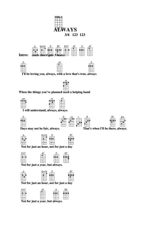 Always Chord Chart Printable pdf