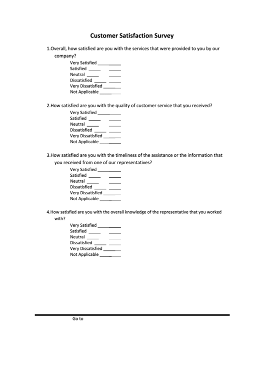 Customer Satisfaction Survey Printable pdf