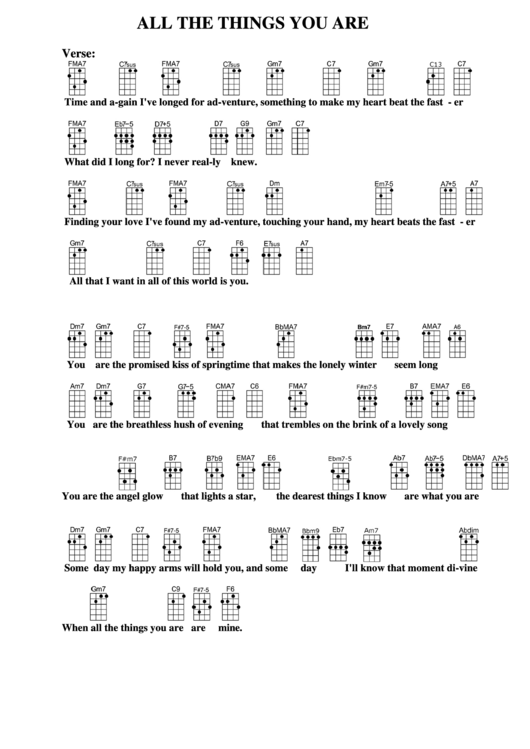 All The Things You Are Chord Chart Printable pdf