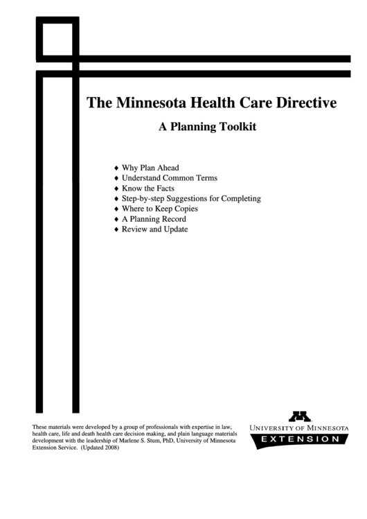 The Minnesota Health Care Directive Printable pdf