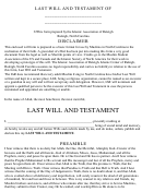 Last Will And Testament Of