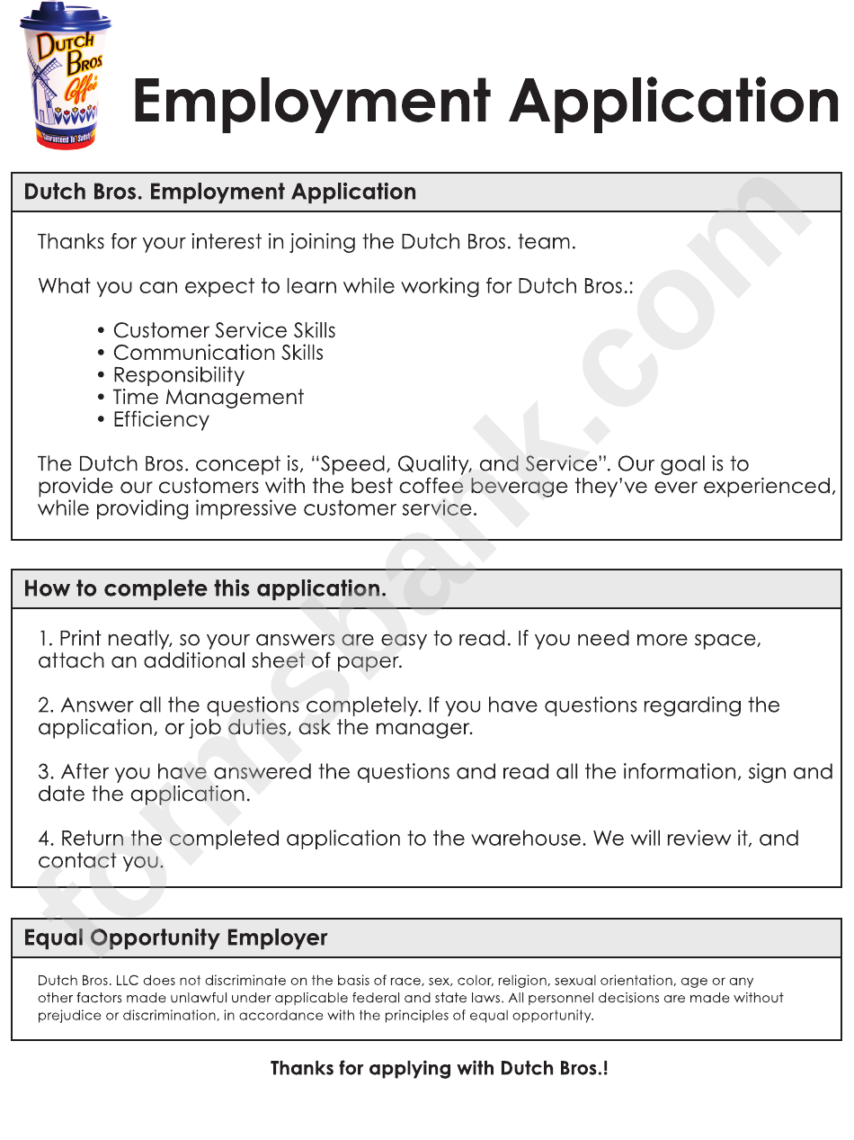 Dutch Bors Job Application