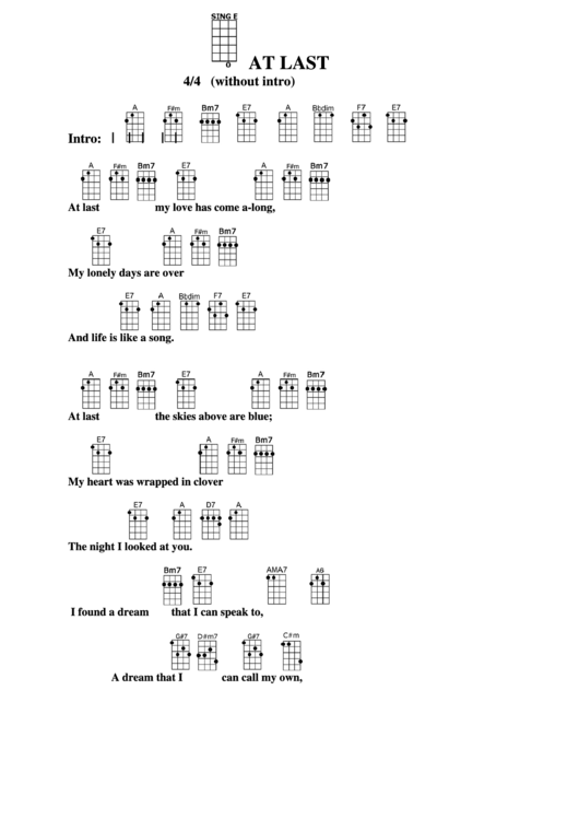 At Last Chord Chart Printable pdf